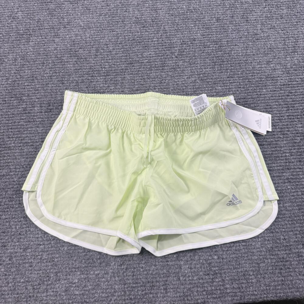Adidas Shorts Womens Medium Almost Lime White AEROREADY Running Carrera M20 New